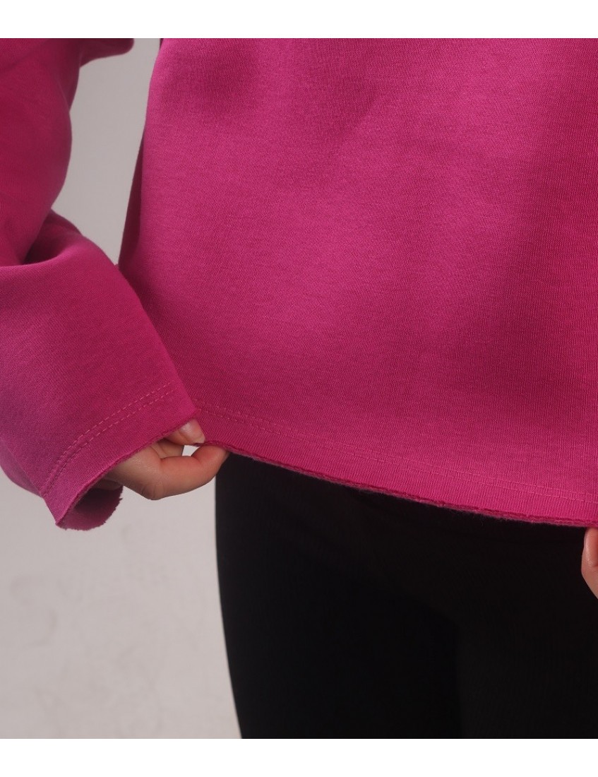 Fuşya Dikiş Oversize Crop Kadın Sweatshirt